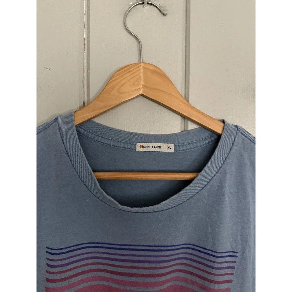 Marine Layer Men’s Signature Crew Graphic Tee XL Blue Short Sleeves - Picture 4 of 7